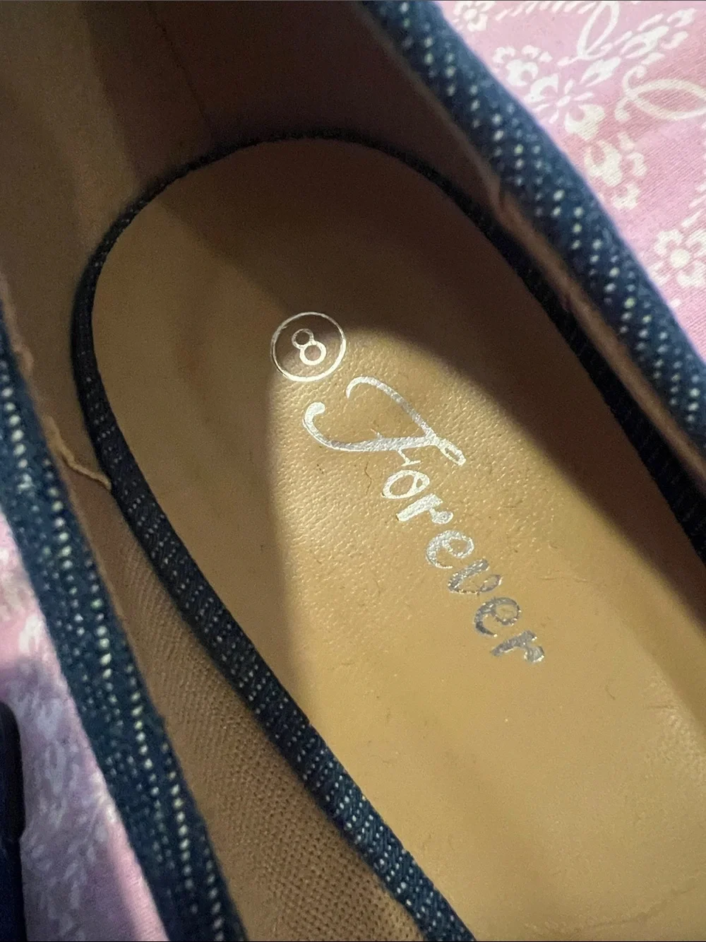 Forever Denim Blue Peep-Toe Pumps for Women